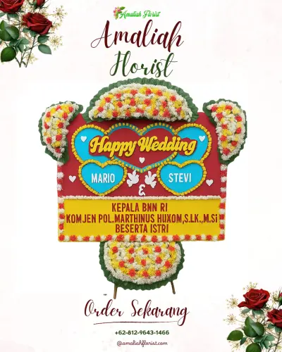 Karangan Papan Bunga Pernikahan di Singamerta